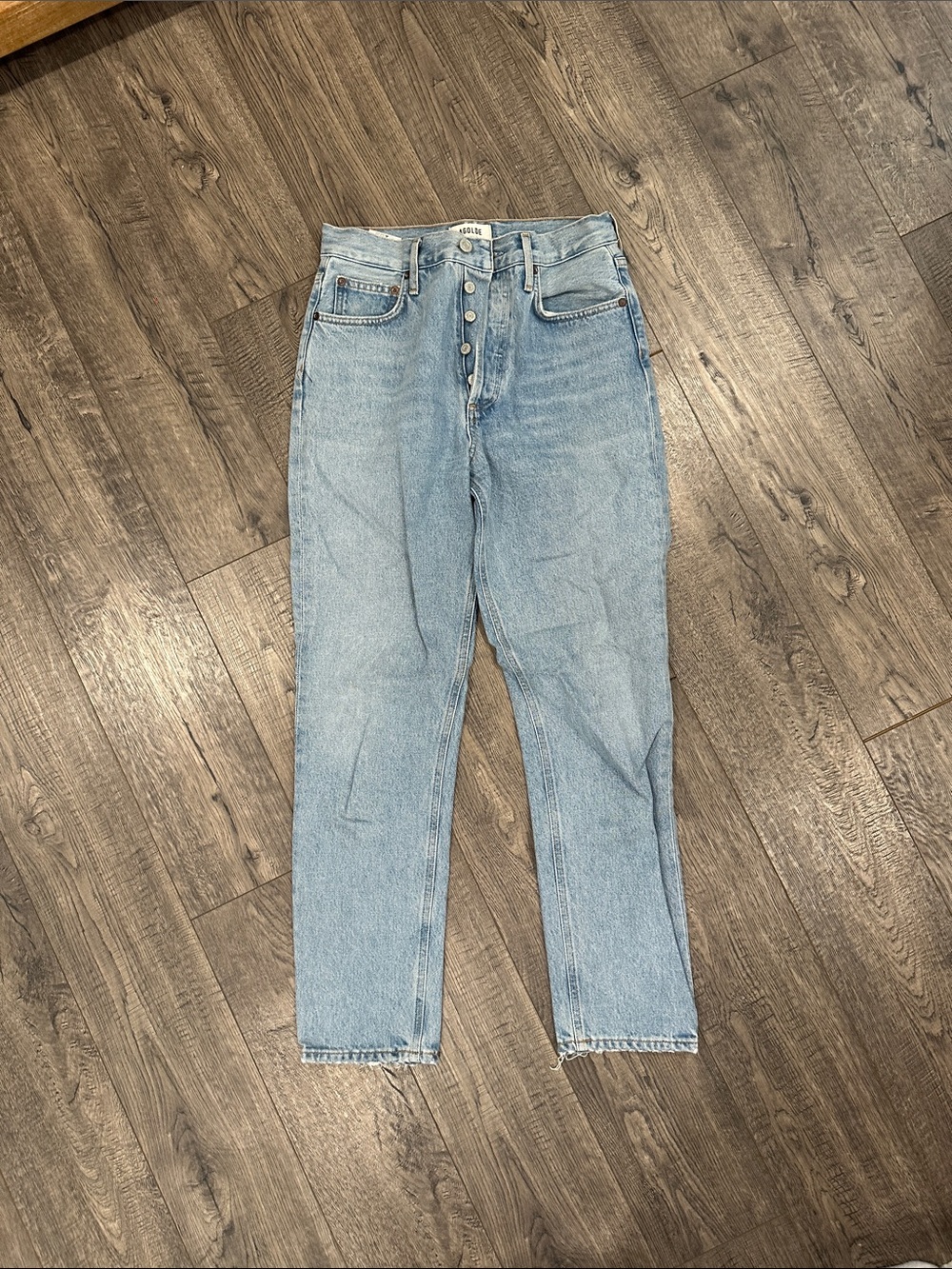 Agolde Light Wash High-Rise Button-Fly Jeans